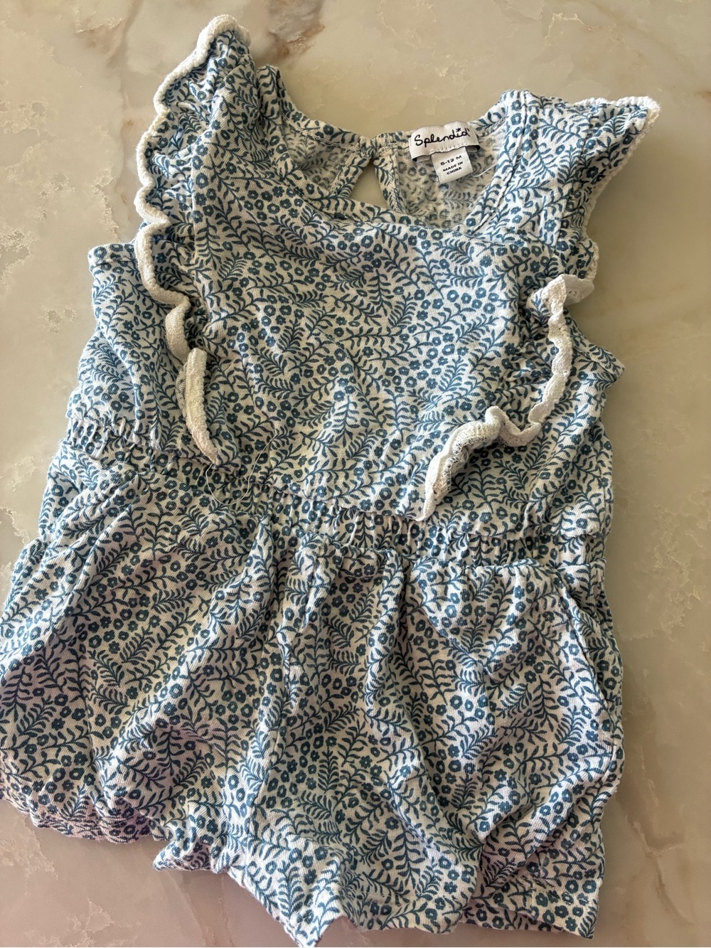 Splendid Blue Floral Ruffle Romper